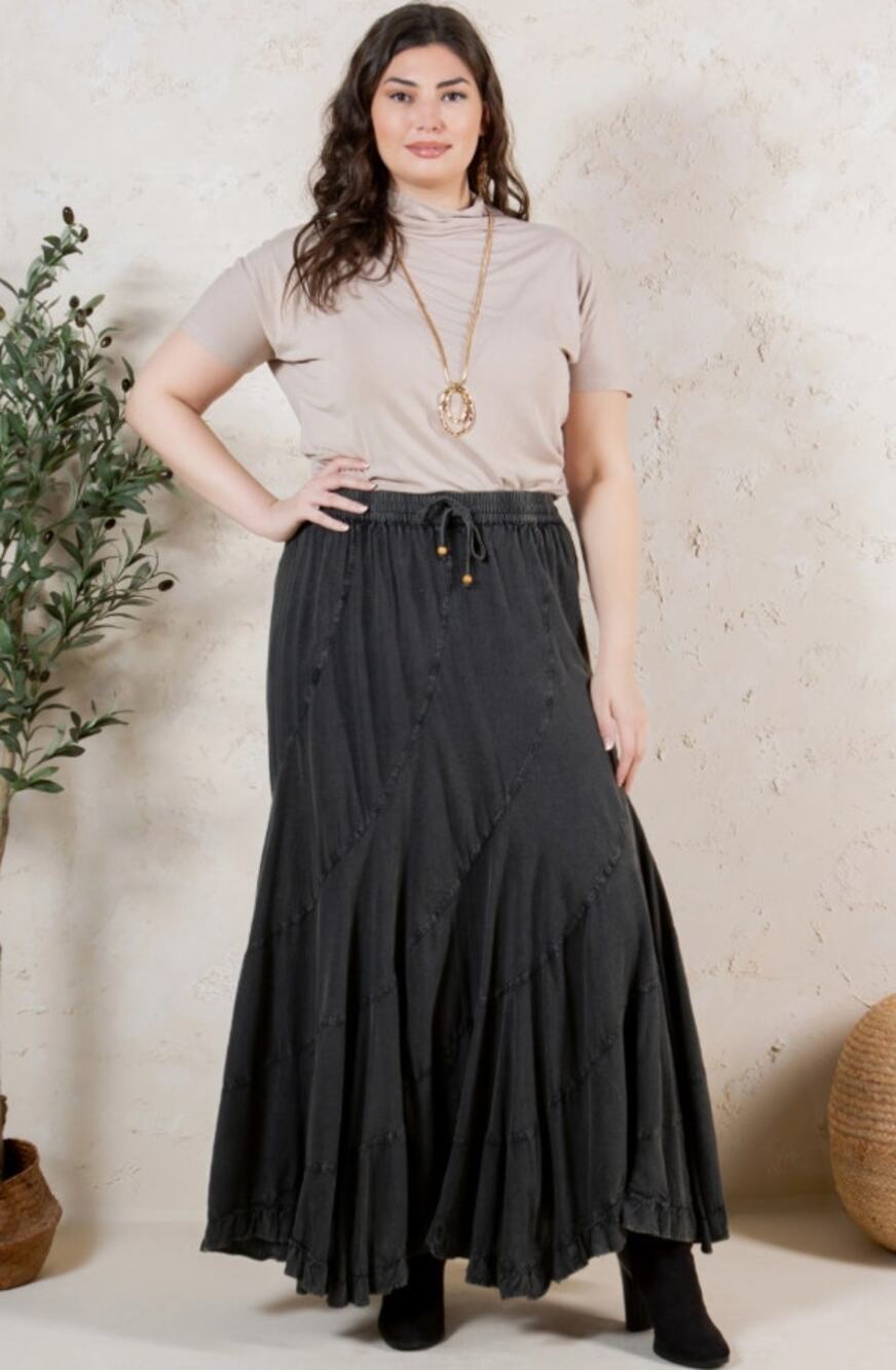 Young Threads Black Stonewashed Asymmetrical Maxi Skirt XL NWT – Dark Romantic